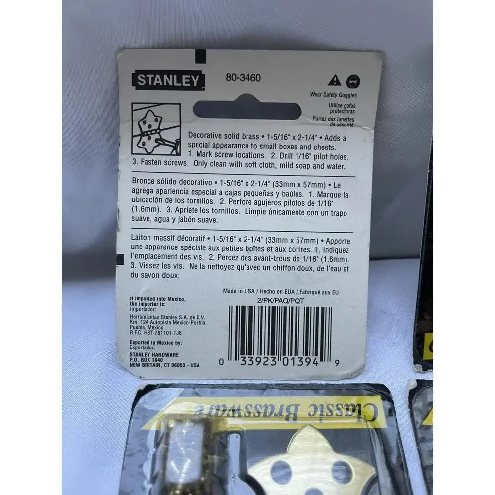 Lot of 5 Stanley Ornamental Hinges Solid Brass 80-3460 Vintage NOS 1-5/16" ‎ USA - Picture 4 of 4